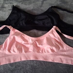 Nursing bra set stretchy women's 2 PC Set pink and black